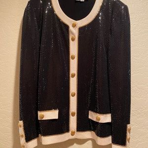 St. John knit black sequin top size 14